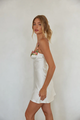 White Satin Slip Mini Dress