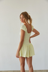 Yellow Puff Sleeves Mini Dress