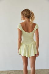 Yellow Puff Sleeves Mini Dress