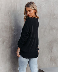 Mindy Cotton Pocketed Button Front Cardigan - Black