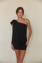One Shoulder Bow Bodycon Mini Dress