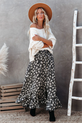 Montelena Floral Button Down Maxi Skirt - Black
