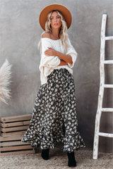 Montelena Floral Button Down Maxi Skirt - Black