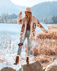 Moraga Pocketed Aztec Cardigan - Cream