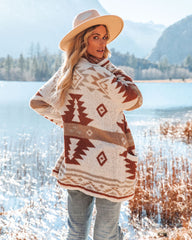 Moraga Pocketed Aztec Cardigan - Cream