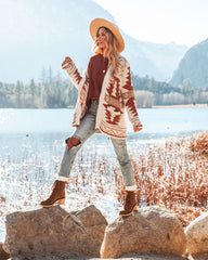 Moraga Pocketed Aztec Cardigan - Cream