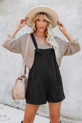 Northwest Cotton Linen Pocketed Romper - Black
