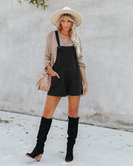 Northwest Cotton Linen Pocketed Romper - Black