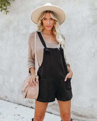 Northwest Cotton Linen Pocketed Romper - Black