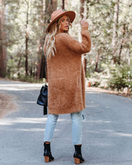 Pearson Pocketed Fuzzy Knit Cardigan - Camel