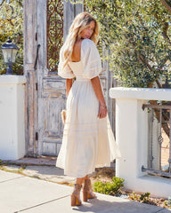 Point Loma Crochet Puff Sleeve Midi Dress - Cream