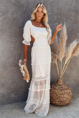 Porsha Off The Shoulder Tiered Cutout Maxi Dress