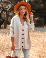 Prescott Pocketed Button Front Knit Cardigan - Oatmeal - FINAL SALE