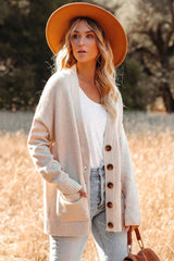Oatmeal Front Button Placket Cardigan