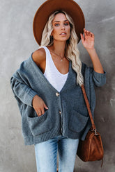 Deep Gray Front Buttoned Cardigan
