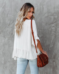 Raisa Relaxed Peplum Top - Stone - FINAL SALE