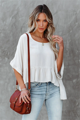 Raisa Relaxed Peplum Top - Stone - FINAL SALE