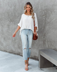 Raisa Relaxed Peplum Top - Stone - FINAL SALE