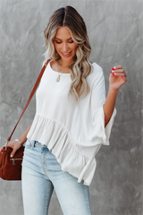 Raisa Relaxed Peplum Top - Stone - FINAL SALE