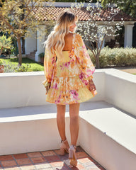 Raiyn Smocked Floral Babydoll Dress - Lime