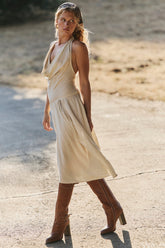 Ivory Halter Neck Midi Dress