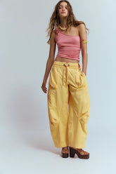 Yellow Casual Cargo Pants