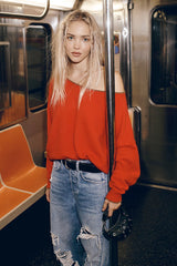 Blue Distress Loose Denim Jeans