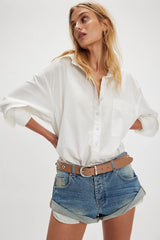 Blue Low-Waist Denim Shorts