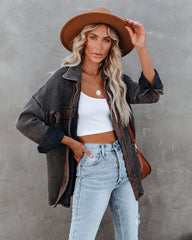 Rigo Cotton Button Down Shacket - Dusty Navy - FINAL SALE