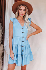 Rydian Button Down Chambray Babydoll Dress