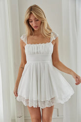 Innocent White Pleated Mini Dress