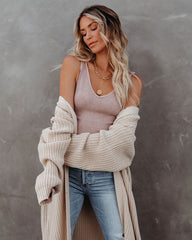 PREORDER - Seaboard Ribbed Knit Crop Tank - Vintage Brown