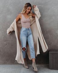 PREORDER - Seaboard Ribbed Knit Crop Tank - Vintage Brown