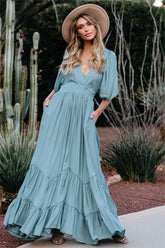 PREORDER - Seafoam Season Pocketed Tiered Maxi Dress - Seafoam