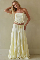 Yellow Tiered Maxi Skirt