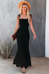 Sirius Smocked Bell Bottom Jumpsuit - Black