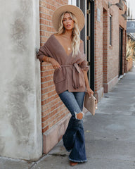 Brown Waist Tie Wrap Cardigan