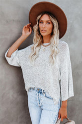 Sweater Weather Speckled Knit Sweater - Stone - FINAL SALE