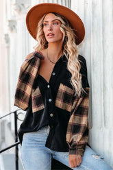 Taron Cotton Blend Contrast Plaid Shacket - Black - FINAL SALE