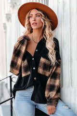 Taron Cotton Blend Contrast Plaid Shacket - Black - FINAL SALE