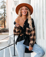 Taron Cotton Blend Contrast Plaid Shacket - Black - FINAL SALE