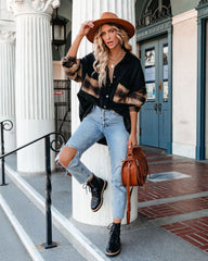 Taron Cotton Blend Contrast Plaid Shacket - Black - FINAL SALE