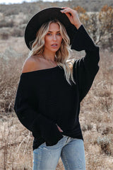 This Time Around Ribbed Dolman Sweater - Black