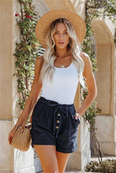 Todd Cotton Pocketed Button Front Shorts - Dark Navy