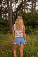 Pink Floral Chrochet Tank Top