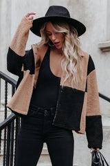 Trish Checkered Sherpa Jacket - Beige