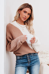 Two Roads Diverged Colorblock Knit Sweater - Cream