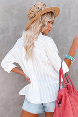 White Union Textured Button Down Top