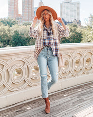 Veryl Cotton Frayed Plaid Button Down Top - FINAL SALE