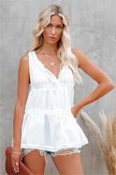 Wayla Tiered Babydoll Tank - White
